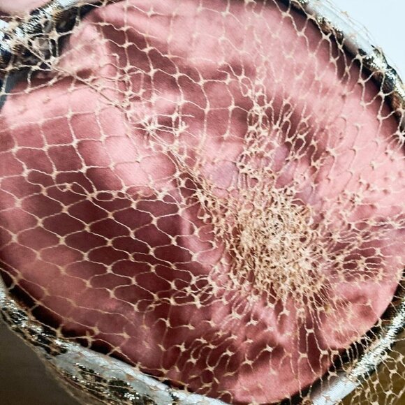 Vintage Gold Lamé Floral Net  Detail Bucket Hat S - Picture 12 of 12
